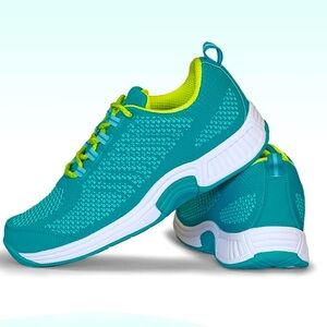 NEW IN BOX Orthofeet Women’s Orthopedic Knit Coral Turquoise Sneakers Size 8.5